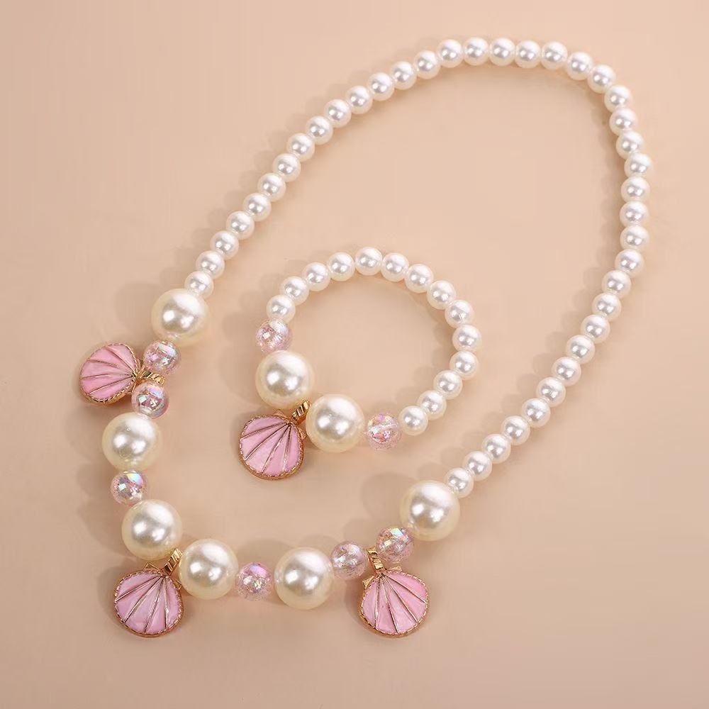 Kids Seashell Jewelry Set – Faux Pearl & Shell 4-Piece Gift Set