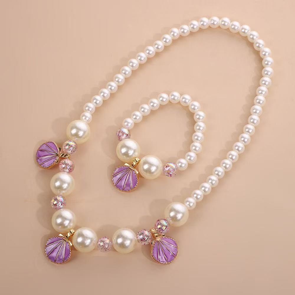 Kids Seashell Jewelry Set – Faux Pearl & Shell 4-Piece Gift Set