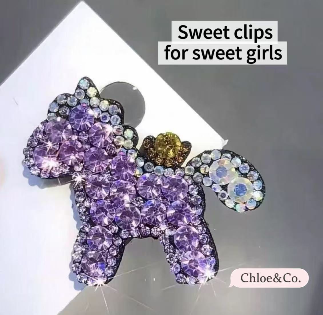 Crystal Pony Hair Clip – Sparkle Pony Clips for Girls
