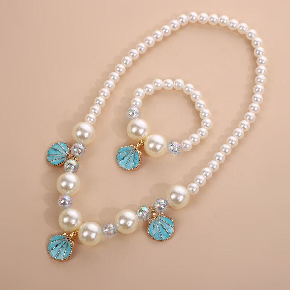 Kids Seashell Jewelry Set – Faux Pearl & Shell 4-Piece Gift Set