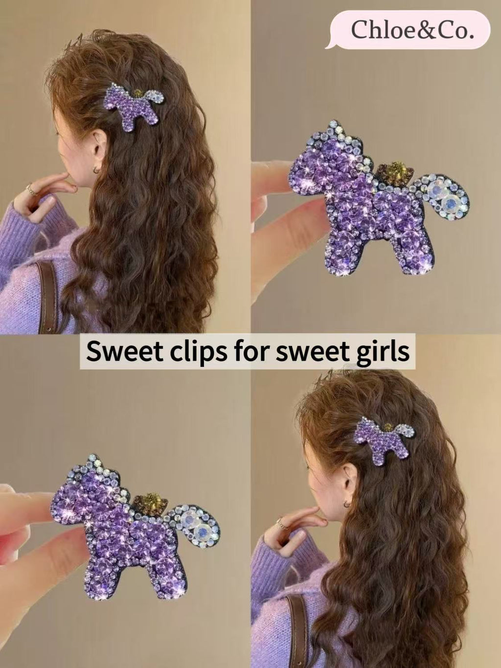 Crystal Pony Hair Clip – Sparkle Pony Clips for Girls