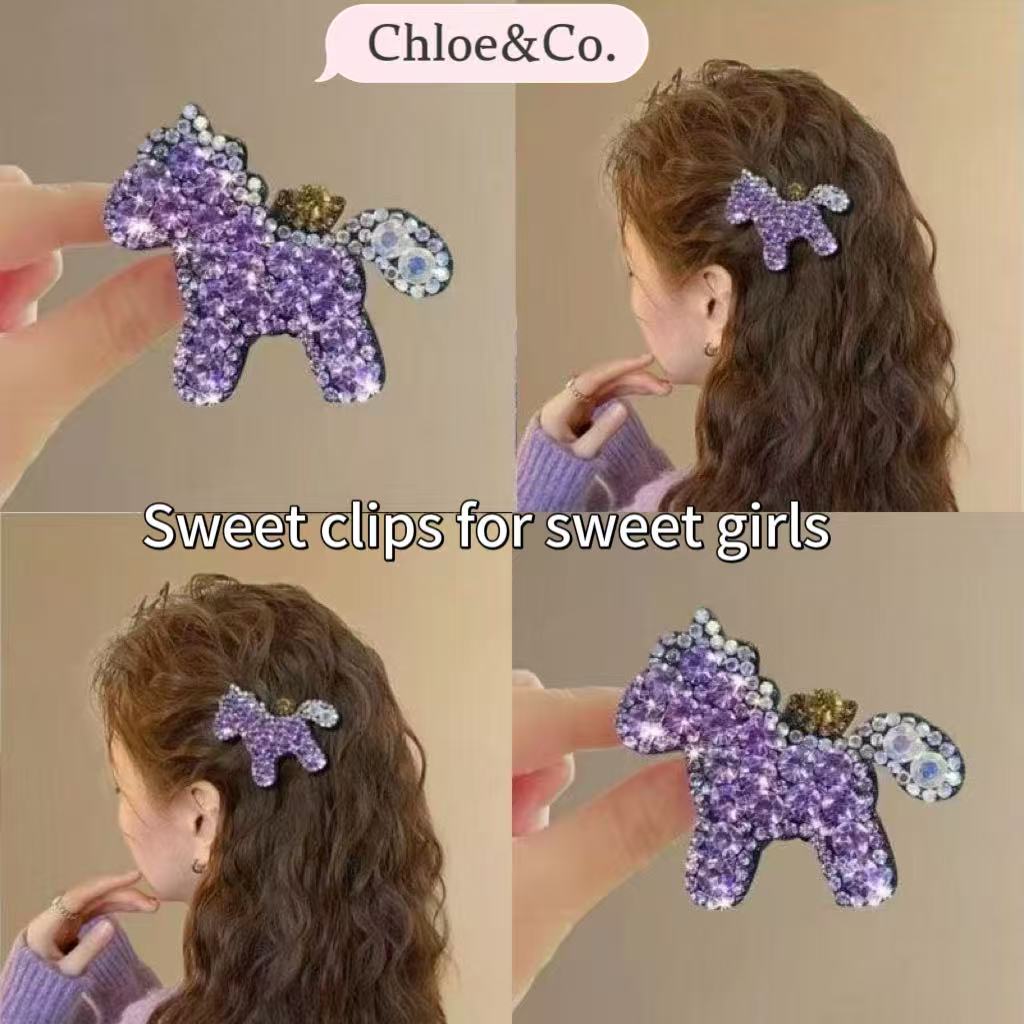 Crystal Pony Hair Clip – Sparkle Pony Clips for Girls