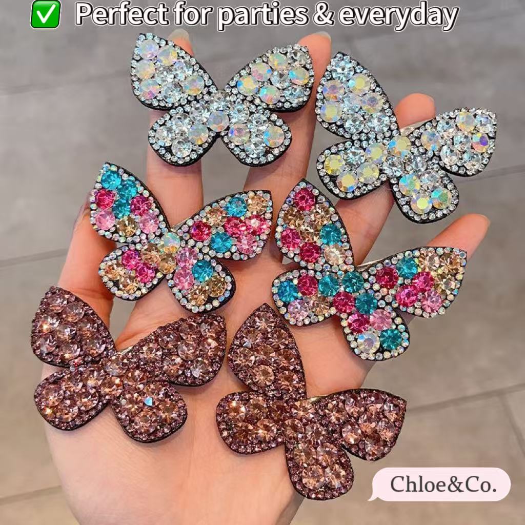 Sparkle Bow Hair Clip – Glitter Butterfly Design for Girls