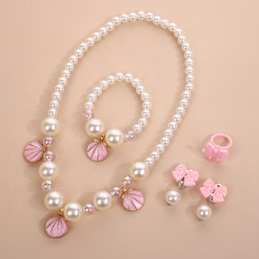 Kids Seashell Jewelry Set – Faux Pearl & Shell 4-Piece Gift Set