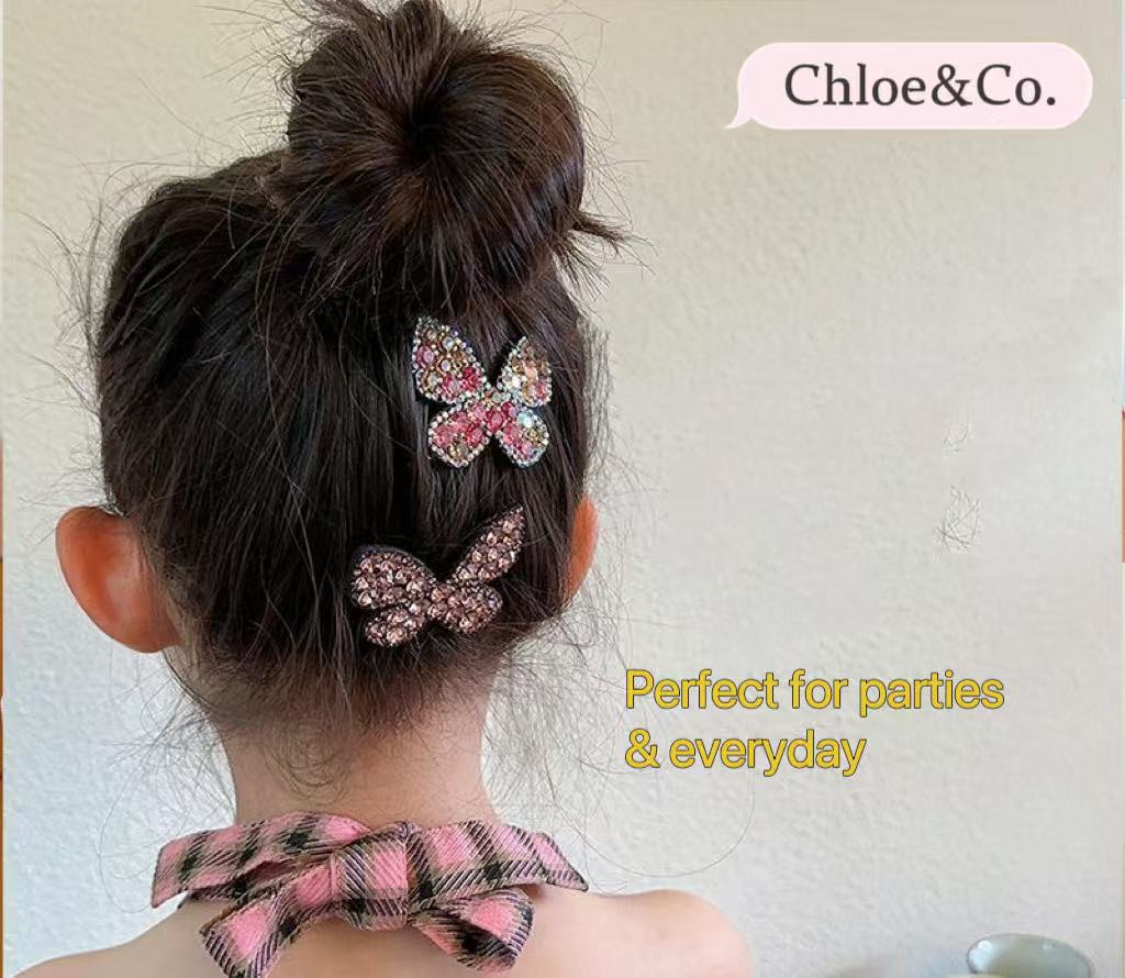 Sparkle Bow Hair Clip – Glitter Butterfly Design for Girls