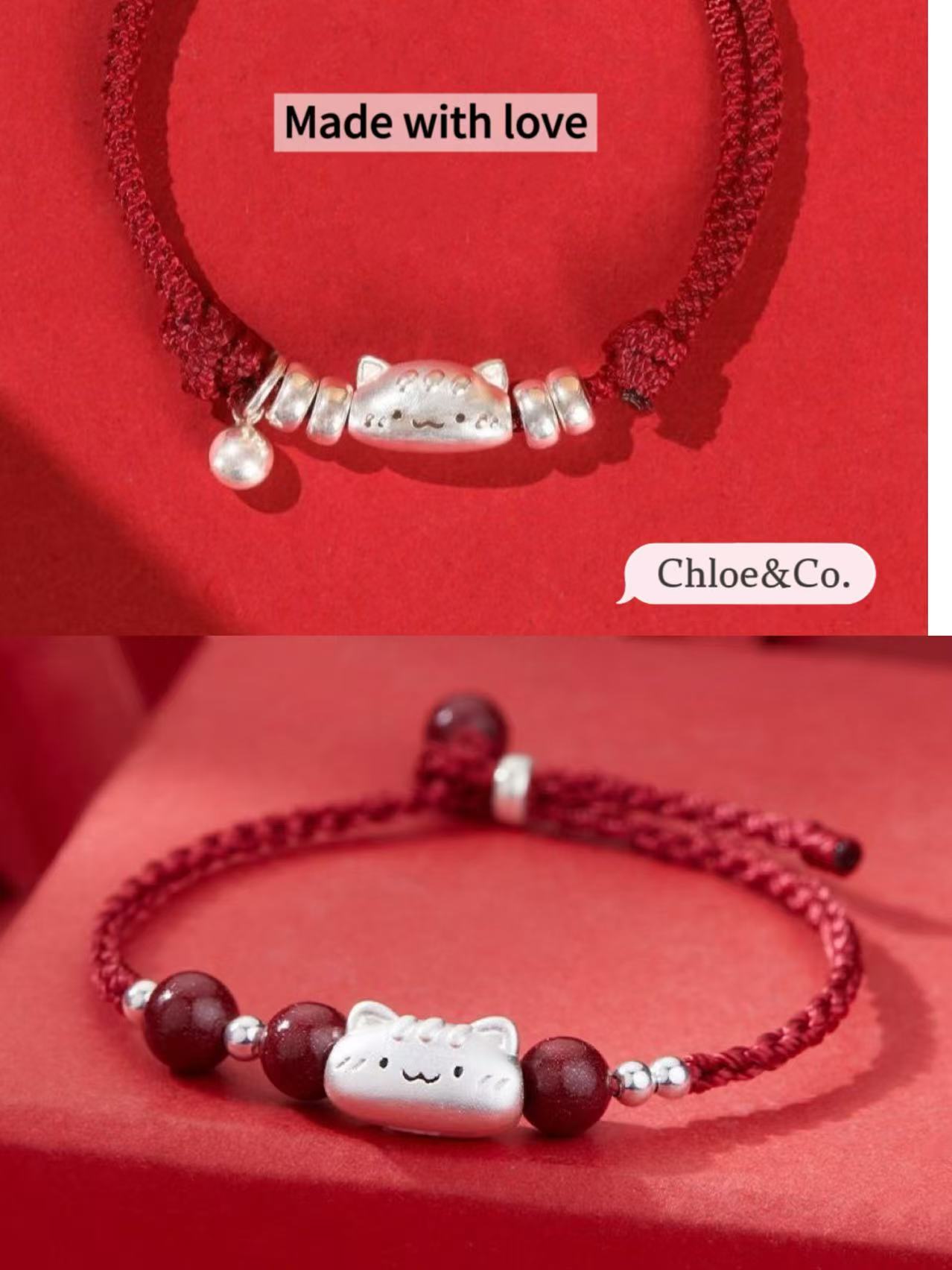 Cat Baguette Bracelet – 999 Sterling Silver Charm for Kids