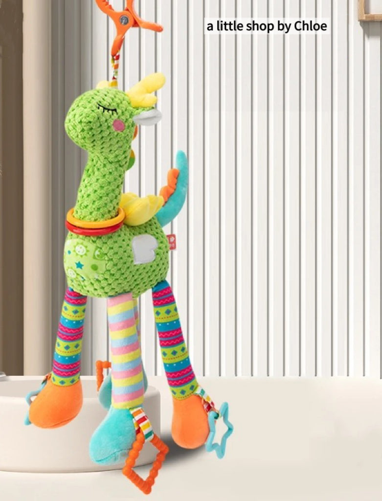 Baby Sensory Toy – Rabbit Rattle with Teether, Crinkle Paper & Bell – Stroller/Crib Hanging Toy for Newborns (1/3/6/12 Packs) | Food-Grade, 20×46 cm
