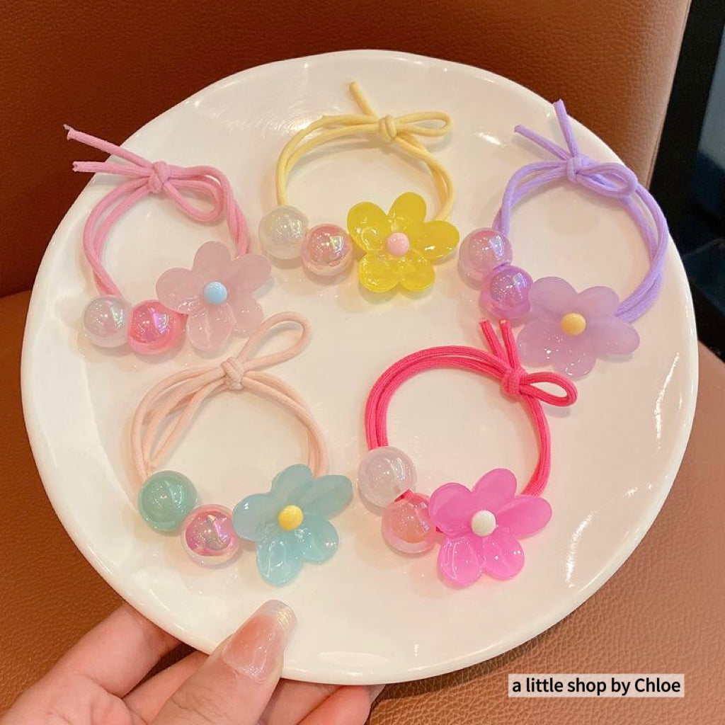 Colorful Flower Hair Ties for Girls – Soft Elastic Ponytail Holders, No Pull, No Dent (5/10/15/20 Packs) | Retail & Wholesale