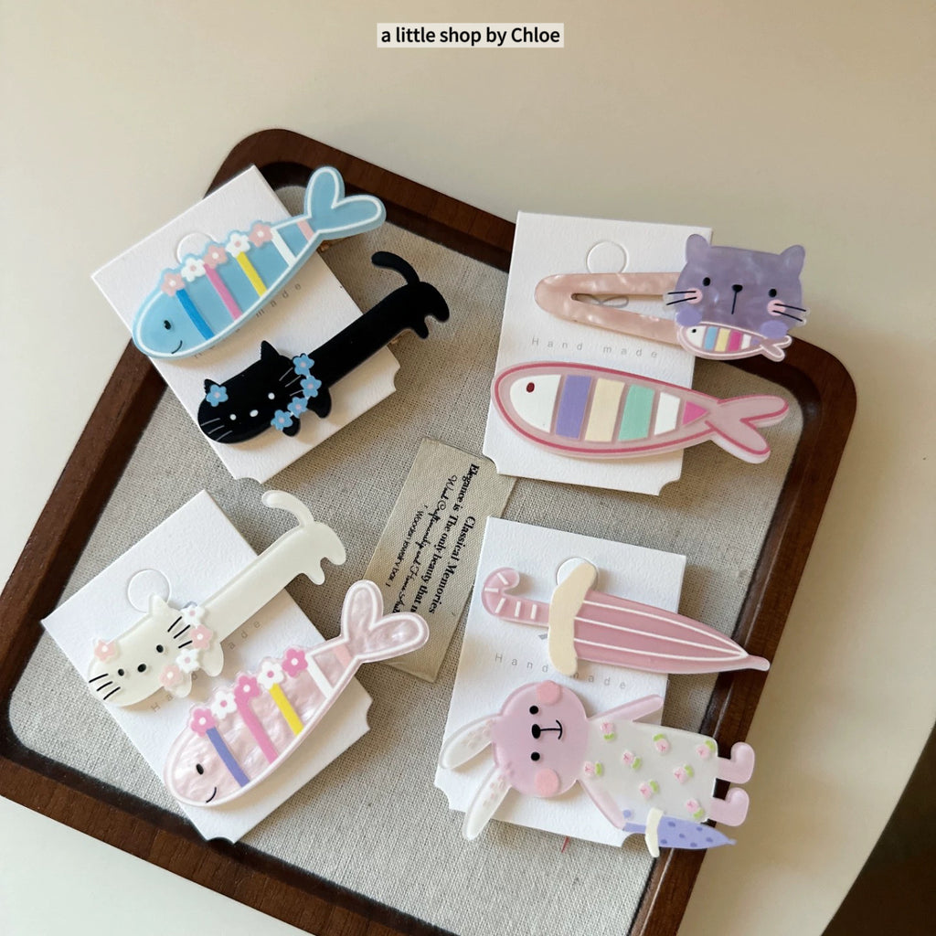 Cute Acrylic Hair Clips for Girls – Cartoon Bread Shape & Bear Design, Kids Hair Accessories (Retail & Wholesale)