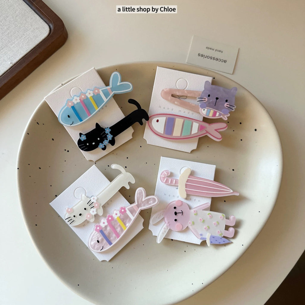 Cute Acrylic Hair Clips for Girls – Cartoon Bread Shape & Bear Design, Kids Hair Accessories (Retail & Wholesale)