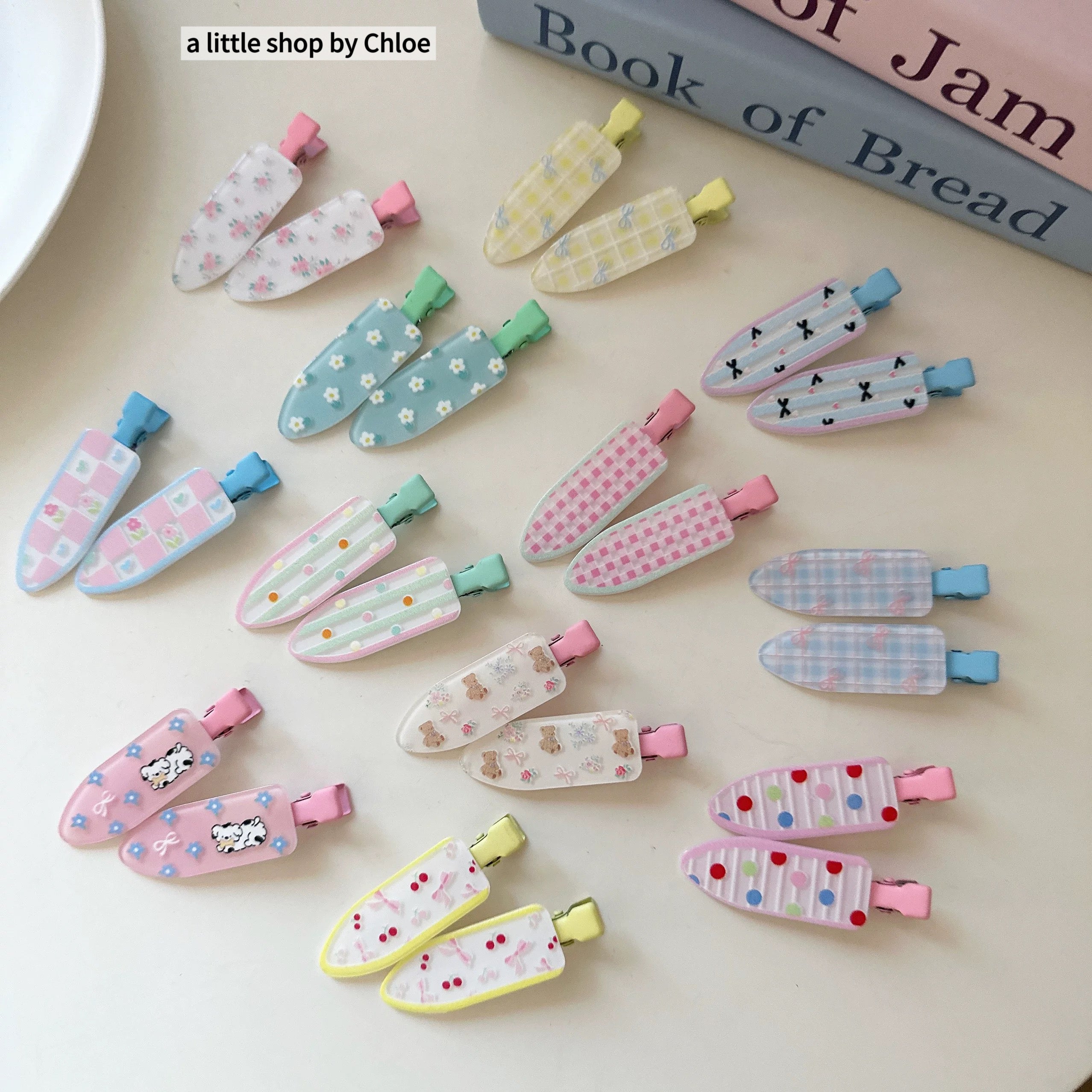Cute Acrylic Hair Clips for Girls – Cartoon Bread Shape & Bear Design, Kids Hair Accessories (Retail & Wholesale)