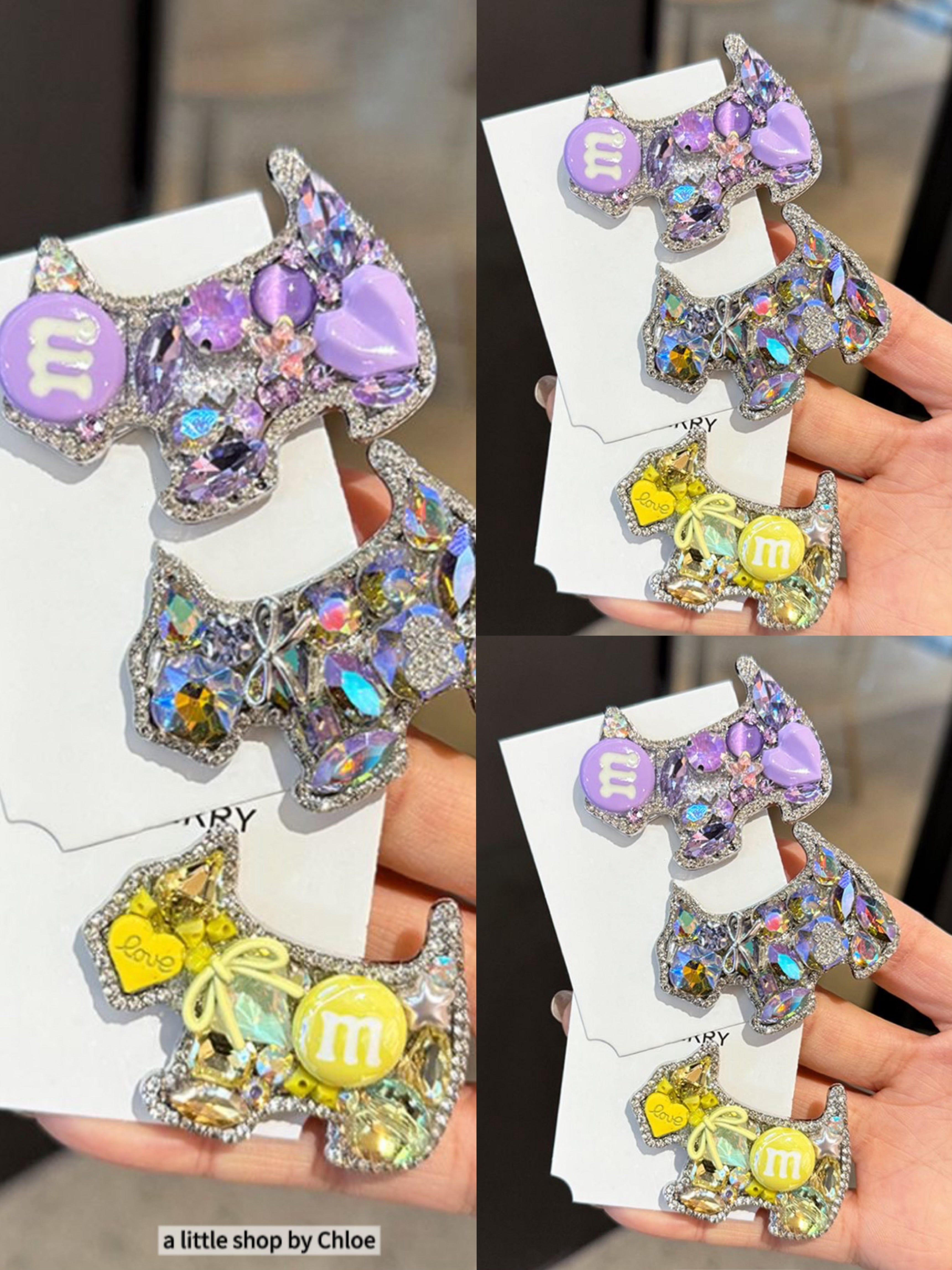 Crystal Puppy Hair Clips for Girls – 3/6/9/18 Packs | Sparkly Dog Design Resin Hair Accessories (Retail & Wholesale