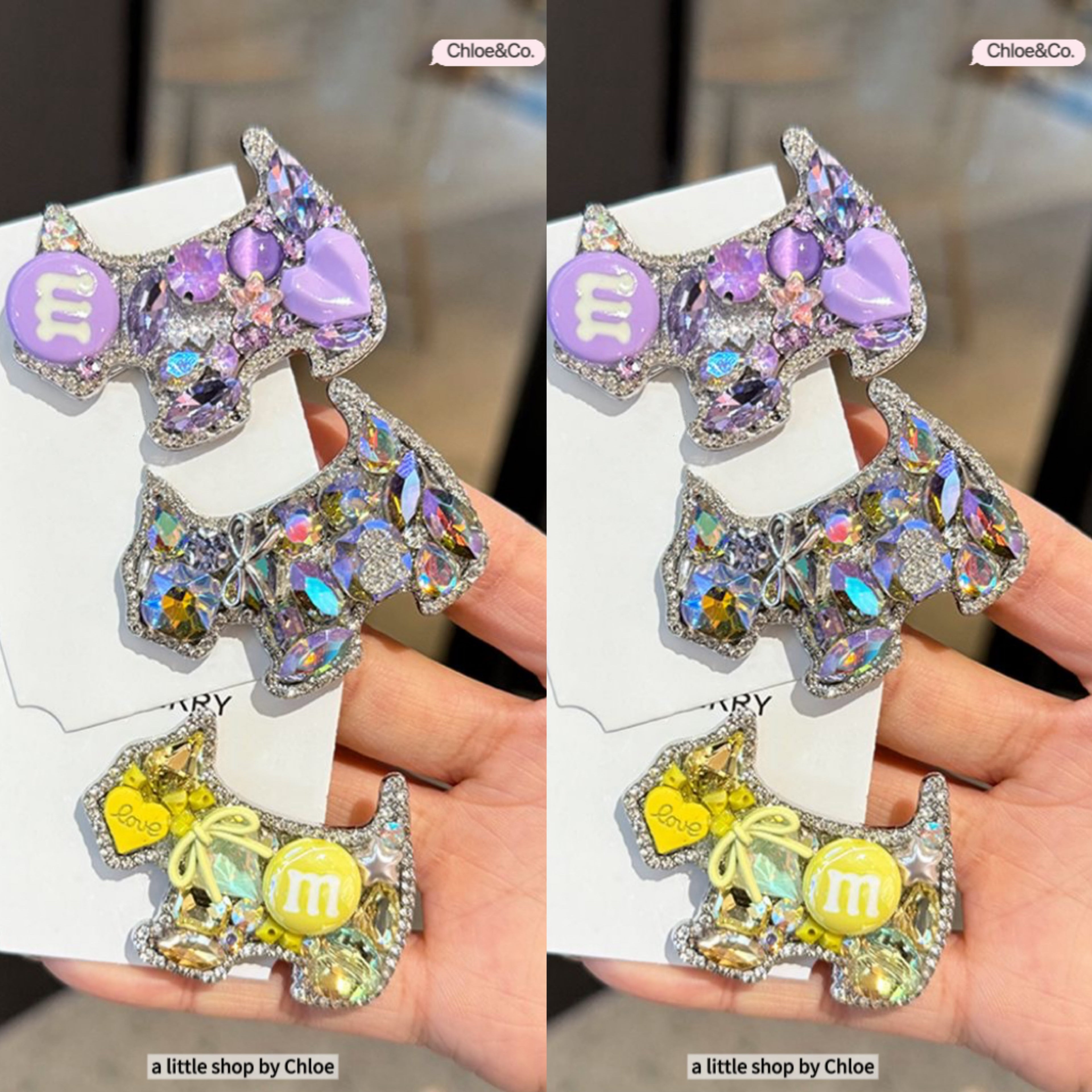 Crystal Puppy Hair Clips for Girls – 3/6/9/18 Packs | Sparkly Dog Design Resin Hair Accessories (Retail & Wholesale