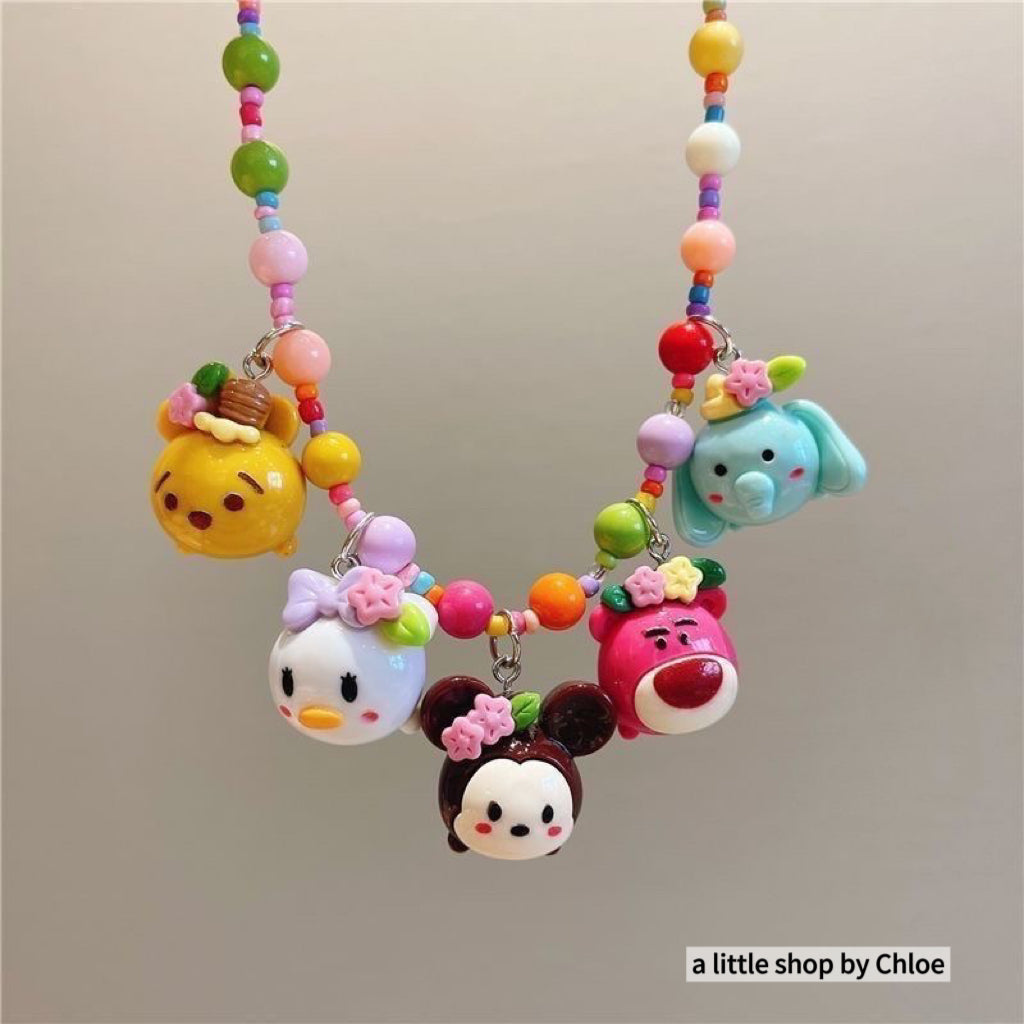 Princess Beaded Necklace for Girls – Cartoon Charm Pendant Kids Jewelry (3/6/9/18 Packs) | Retail & Wholesale