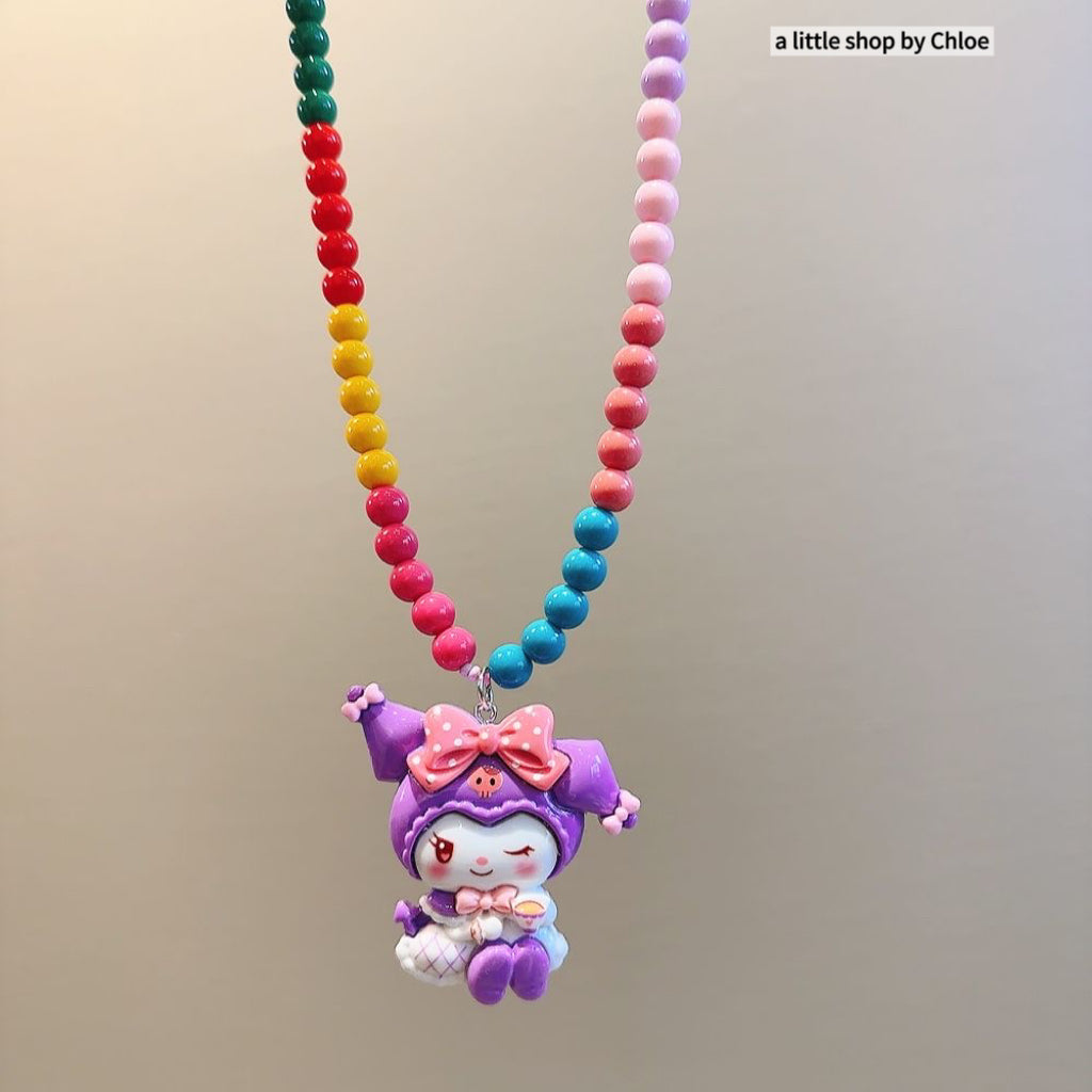 Princess Beaded Necklace for Girls – Cartoon Charm Pendant Kids Jewelry (3/6/9/18 Packs) | Retail & Wholesale