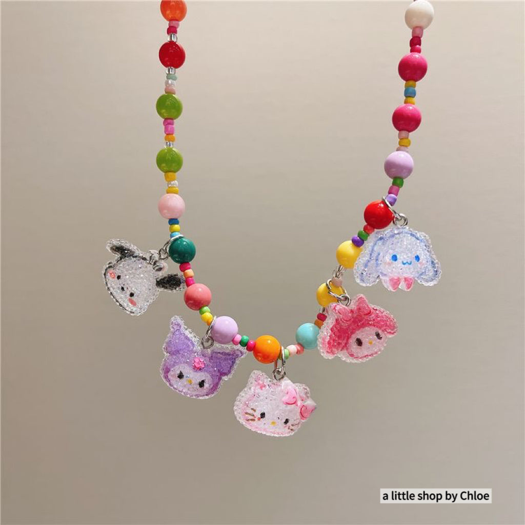 Princess Beaded Necklace for Girls – Cartoon Charm Pendant Kids Jewelry (3/6/9/18 Packs) | Retail & Wholesale