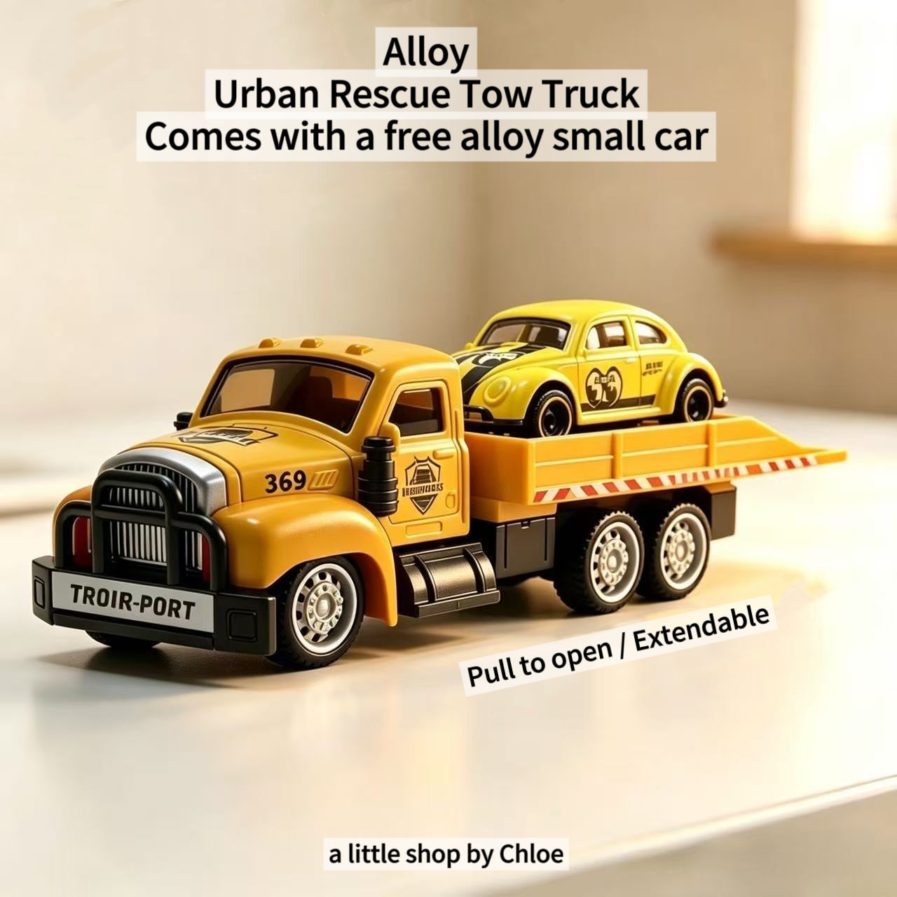 City Rescue Tow Truck with Free Alloy Car – Diecast Pull-Back Vehicle for Kids, Birthday Gift (1/2/3/5 Packs) | Retail & Wholesale