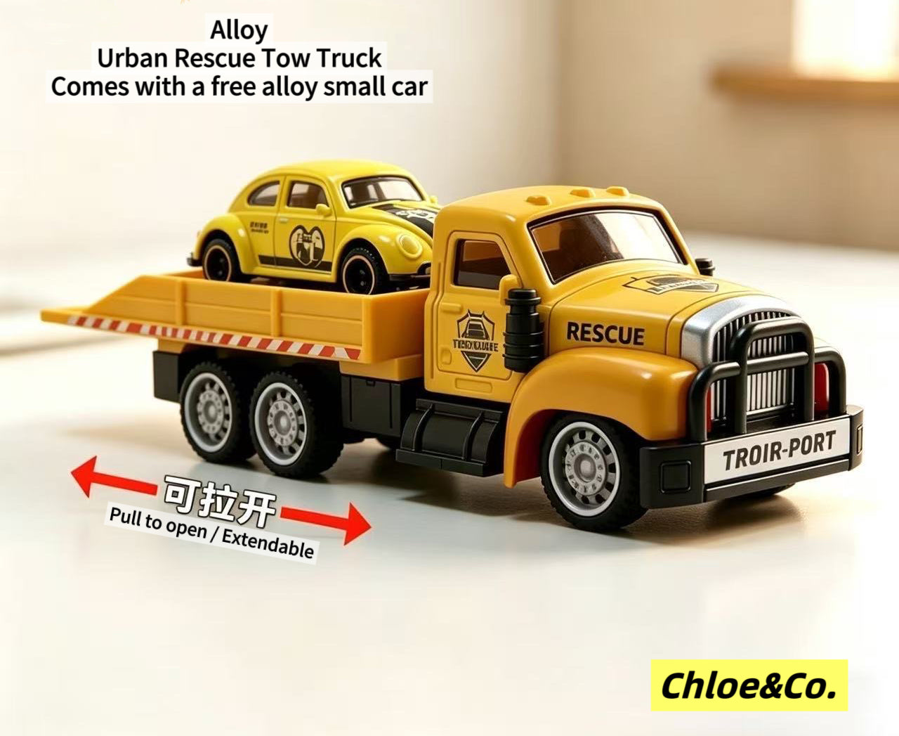City Rescue Tow Truck with Free Alloy Car – Diecast Pull-Back Vehicle for Kids, Birthday Gift (1/2/3/5 Packs) | Retail & Wholesale