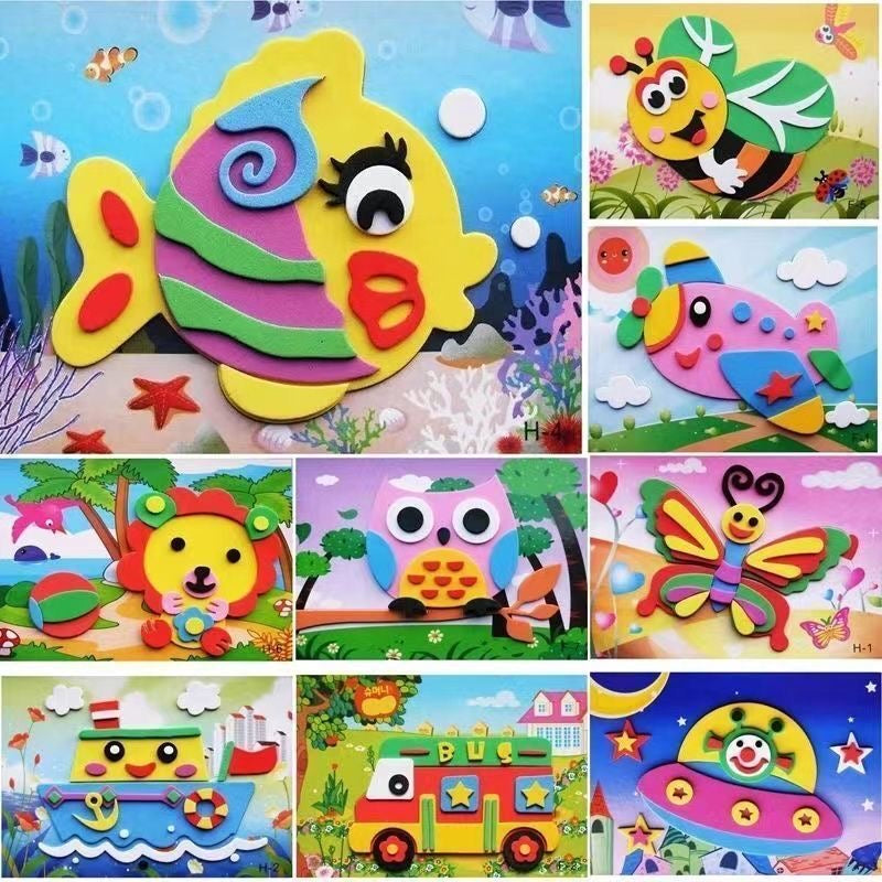 Kids DIY Sticker Art Craft – No Scissors, No Glue – Individually Packaged (11/21/30/40 Sets) | Recommended for Kindergarten Art Class | Retail & Wholesale