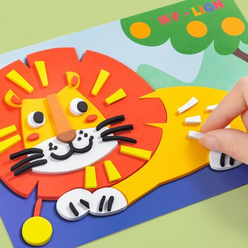 Kids 3D Sticker Art – EVA DIY Craft for Girls – Dinosaur / Unicorn / Animal Themes (30/60 Sets) | No Glue, No Scissors – Kindergarten Art Activity | Retail & Wholesale