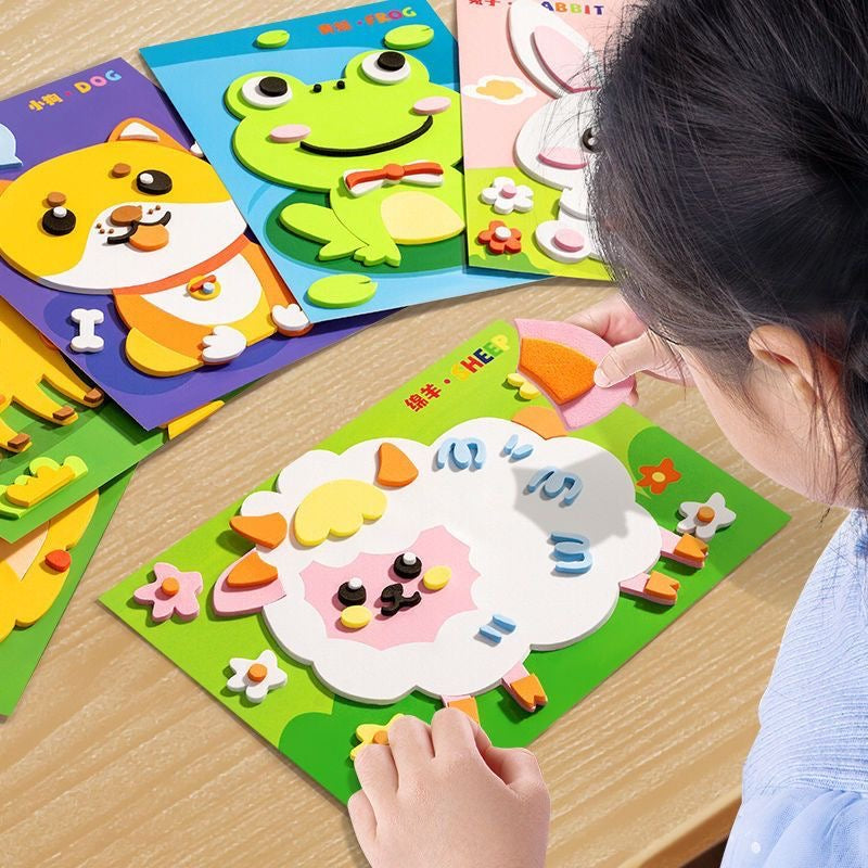 Kids 3D Sticker Art – EVA DIY Craft for Girls – Dinosaur / Unicorn / Animal Themes (30/60 Sets) | No Glue, No Scissors – Kindergarten Art Activity | Retail & Wholesale
