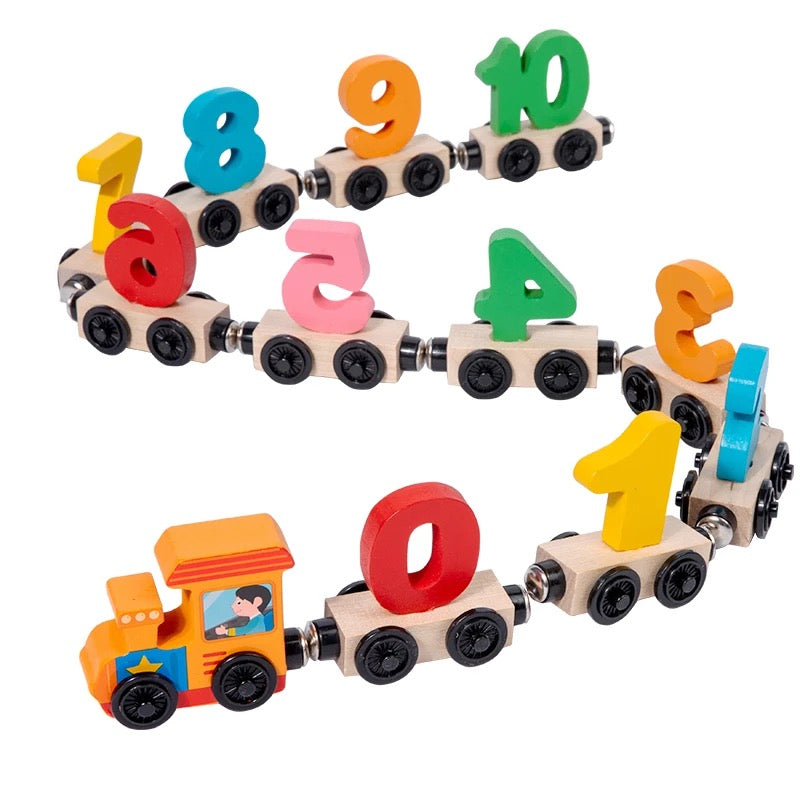 Magnetic Wooden Train Set – Number & Letter Building Blocks for Toddlers 1-3 Years (0-12 Numbers) | Montessori Early Learning Toy | Retail & Wholesale