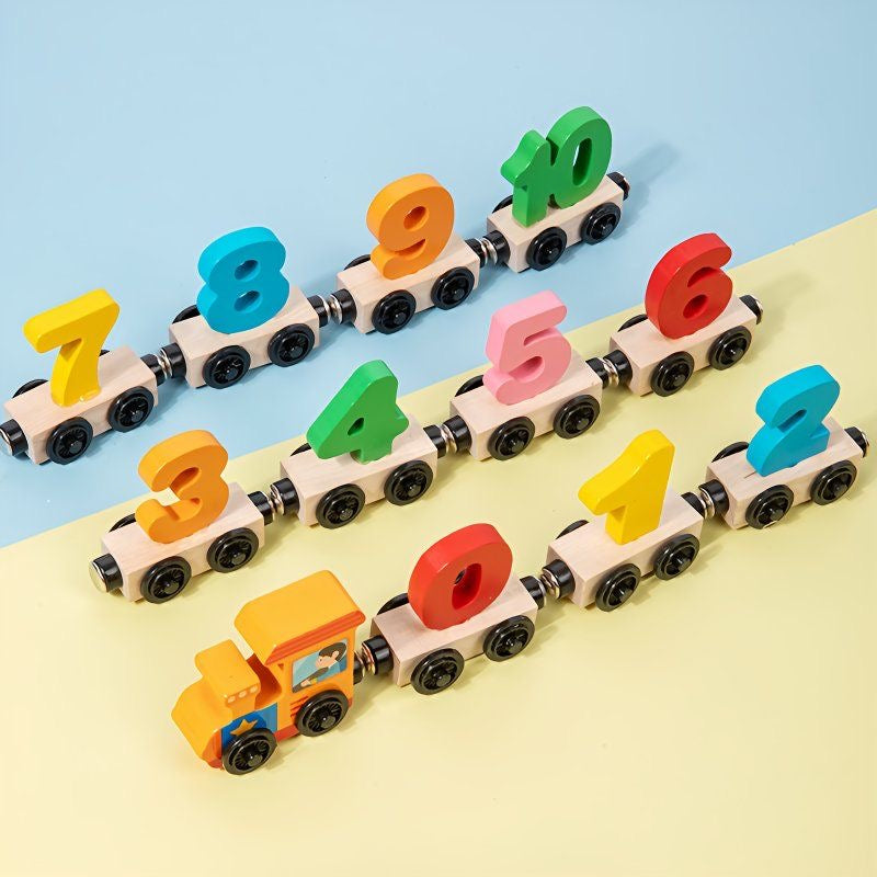 Magnetic Wooden Train Set – Number & Letter Building Blocks for Toddlers 1-3 Years (0-12 Numbers) | Montessori Early Learning Toy | Retail & Wholesale
