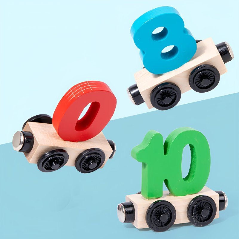 Magnetic Wooden Train Set – Number & Letter Building Blocks for Toddlers 1-3 Years (0-12 Numbers) | Montessori Early Learning Toy | Retail & Wholesale