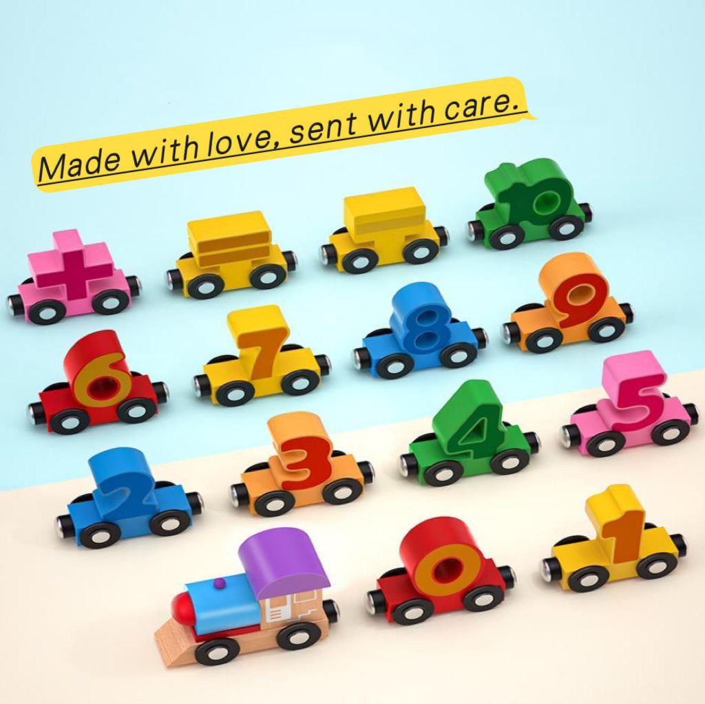 Magnetic Wooden Train Set – Number & Letter Building Blocks for Toddlers 1-3 Years (0-12 Numbers) | Montessori Early Learning Toy | Retail & Wholesale