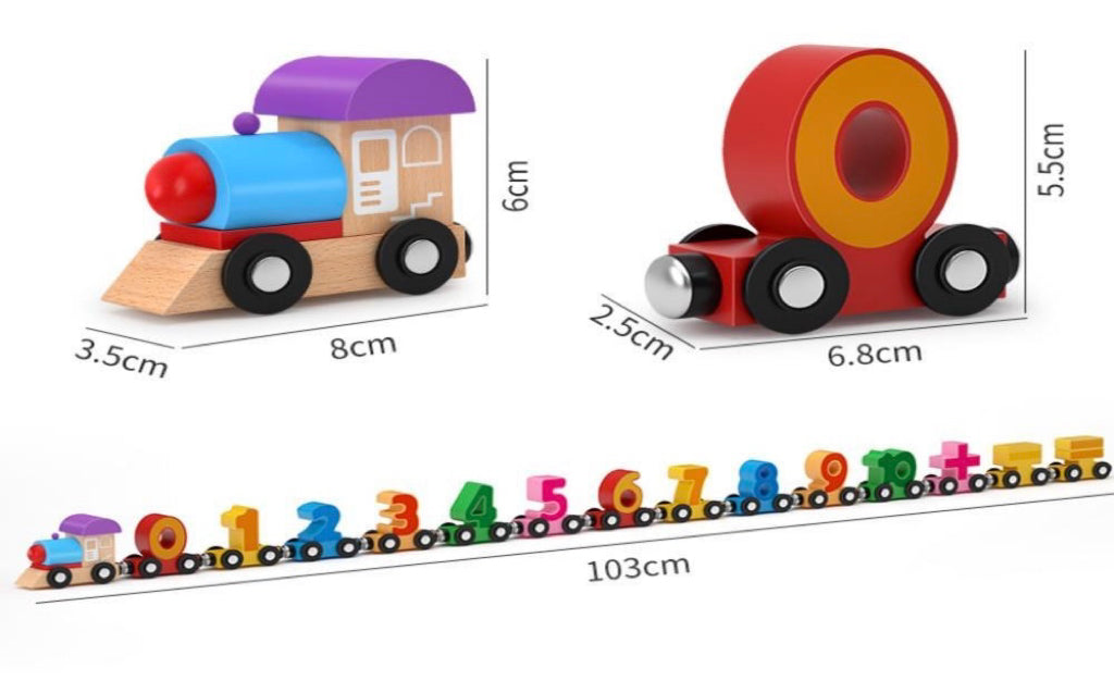 Magnetic Wooden Train Set – Number & Letter Building Blocks for Toddlers 1-3 Years (0-12 Numbers) | Montessori Early Learning Toy | Retail & Wholesale