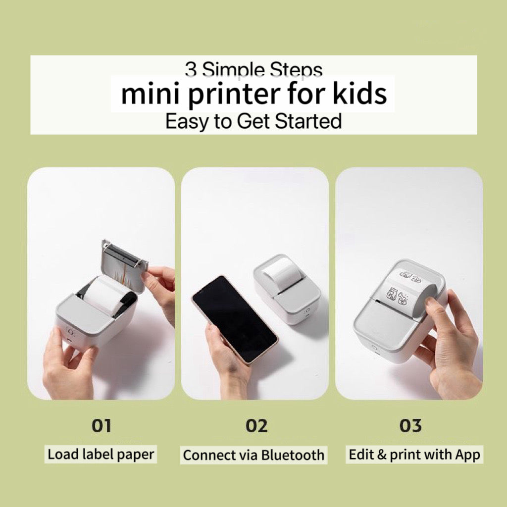 Mini Thermal Printer for Kids – DIY Sticker Maker & Study Notes, Wireless Bluetooth, No Ink Needed (Retail & Wholesale)