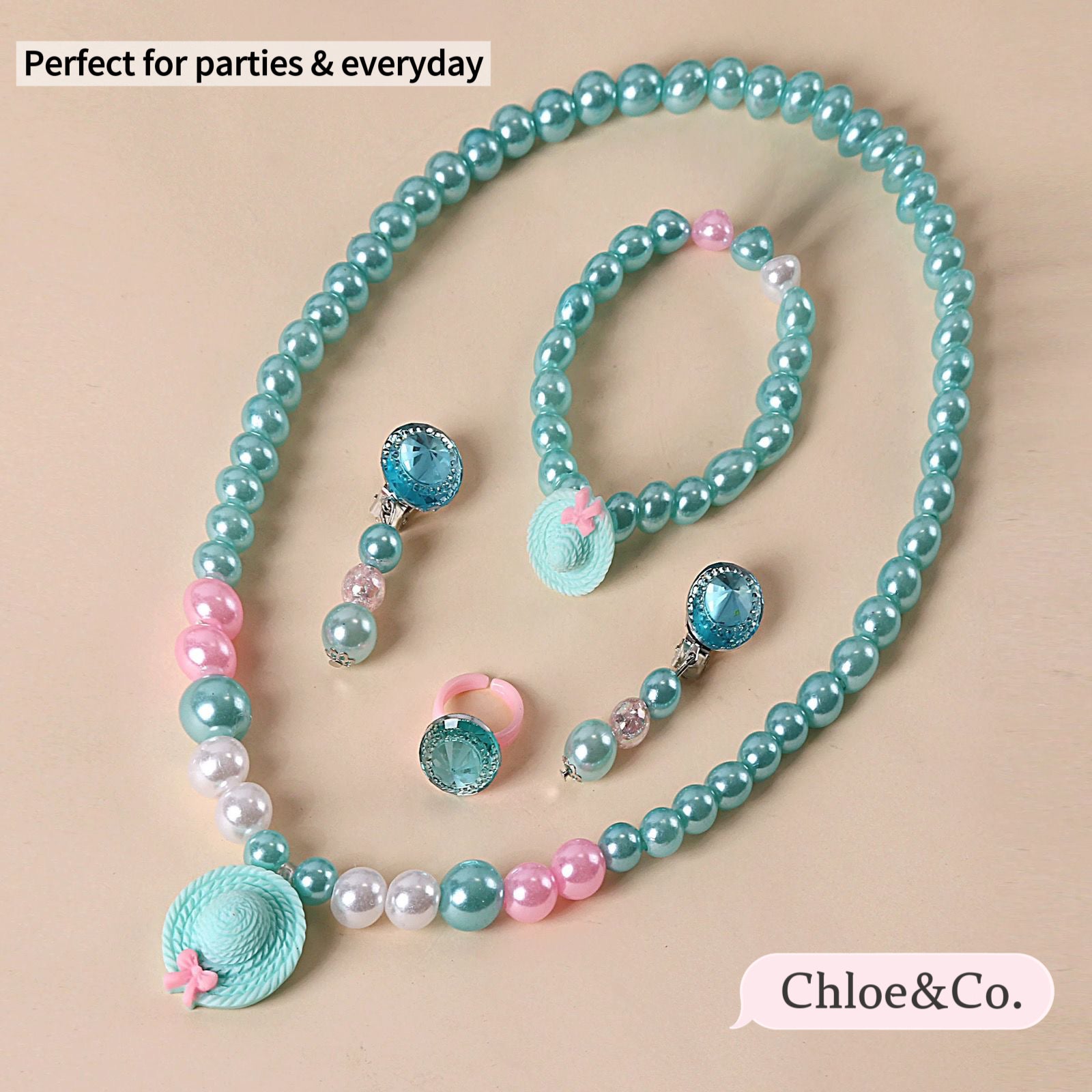 Sweet Charm Necklace Set – Playful Pearl & Flower Design for Girls