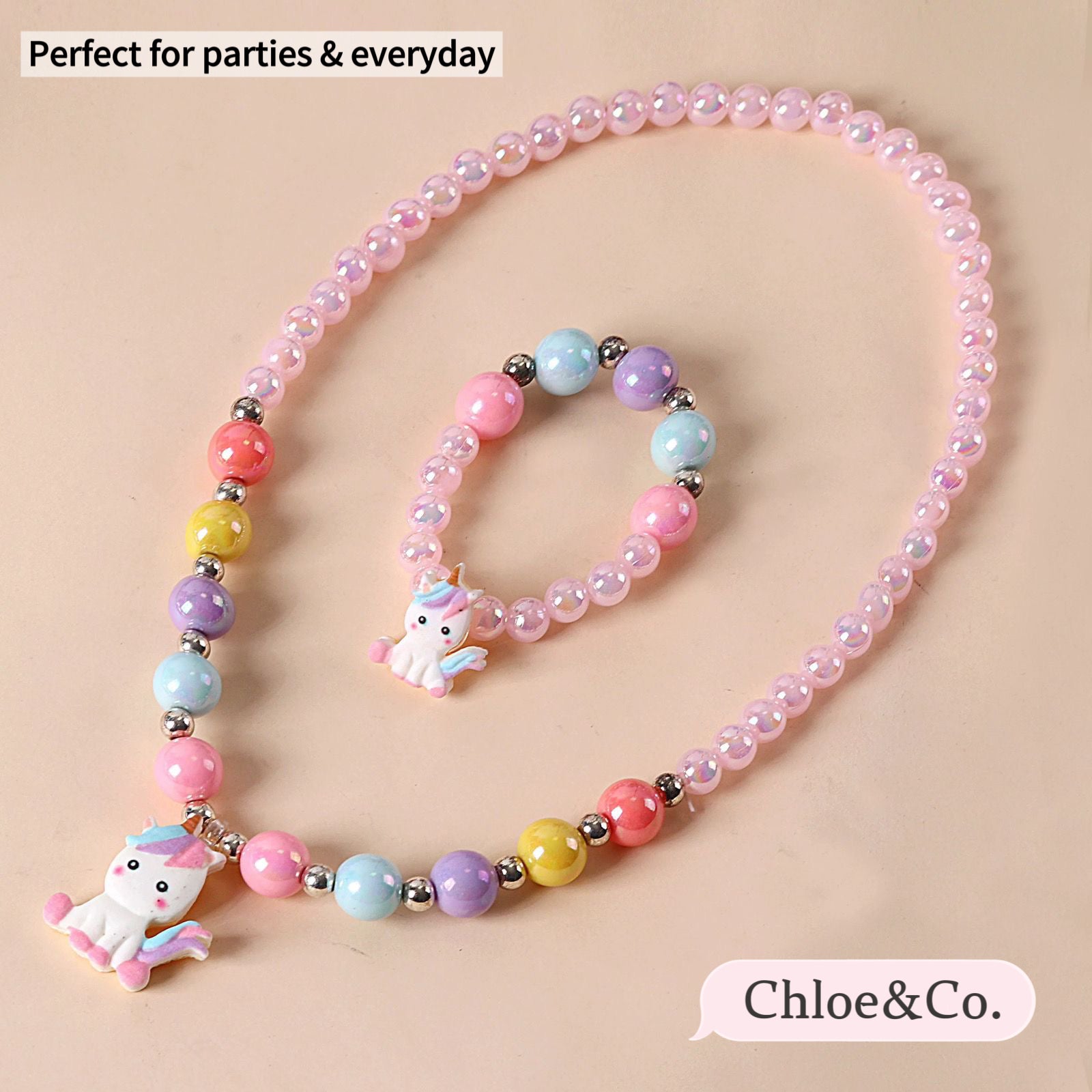 Sweet Charm Necklace Set – Playful Pearl & Flower Design for Girls