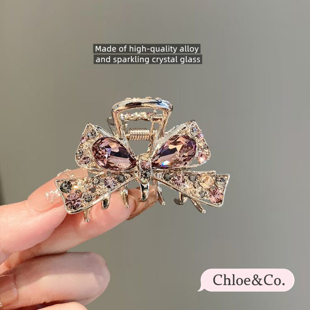 Crystal Butterfly Hair Clip – Elegant Alloy & Rhinestone Clip for Girls