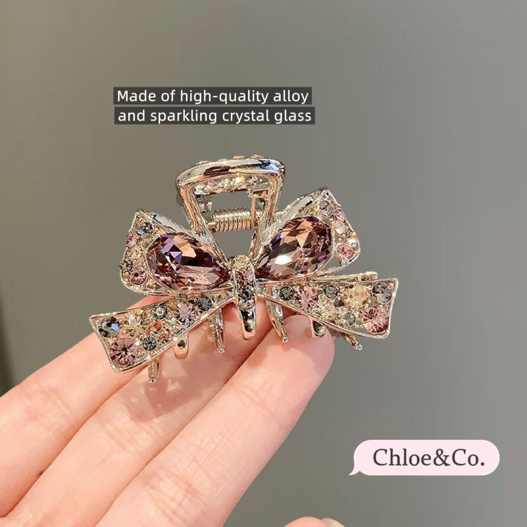 Crystal Butterfly Hair Clip – Elegant Alloy & Rhinestone Clip for Girls