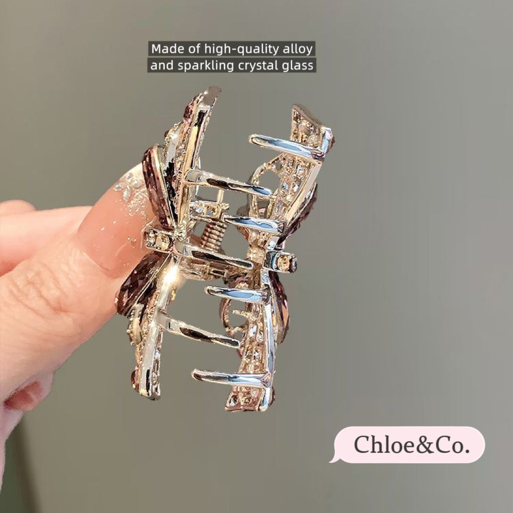 Crystal Butterfly Hair Clip – Elegant Alloy & Rhinestone Clip for Girls