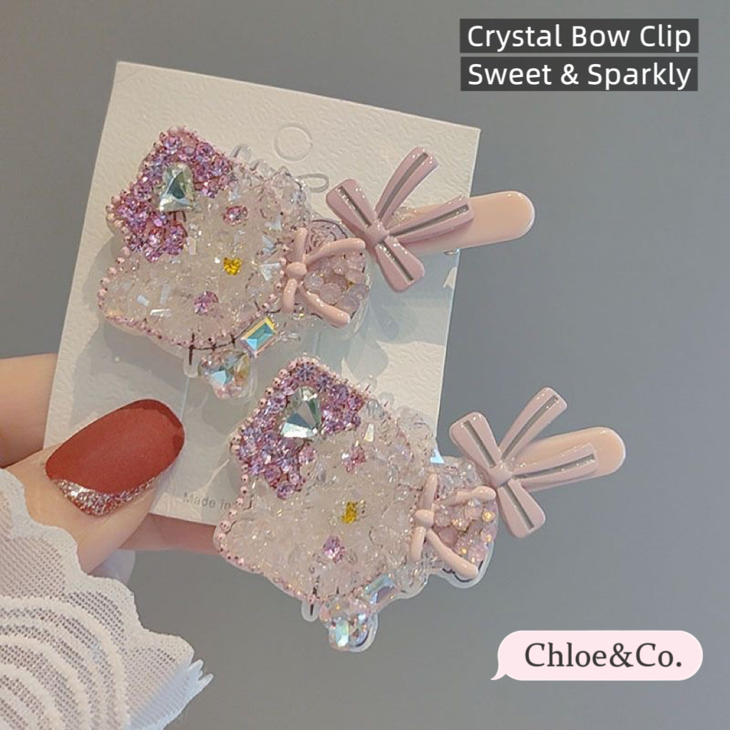 Bow Hair Clip – Sweet & Sparkly Crystal Clip for Girls