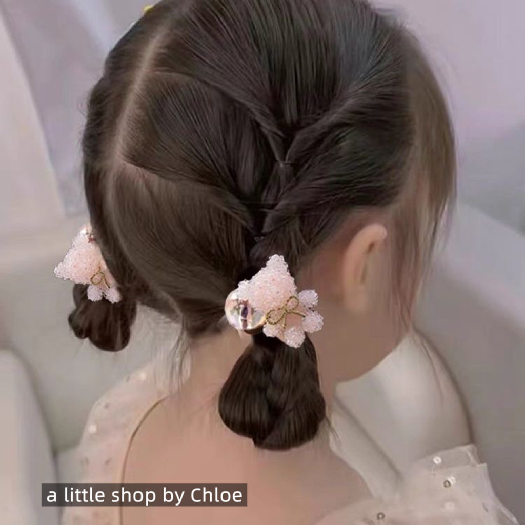 Crystal Bear Hair Tie – Sparkly Ponytail Holder for Girls