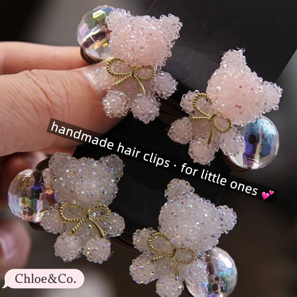 Crystal Bear Hair Tie – Sparkly Ponytail Holder for Girls