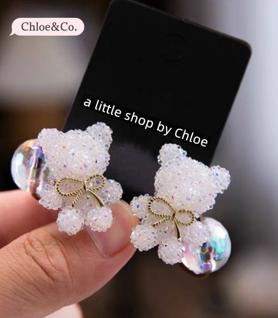Crystal Bear Hair Tie – Sparkly Ponytail Holder for Girls
