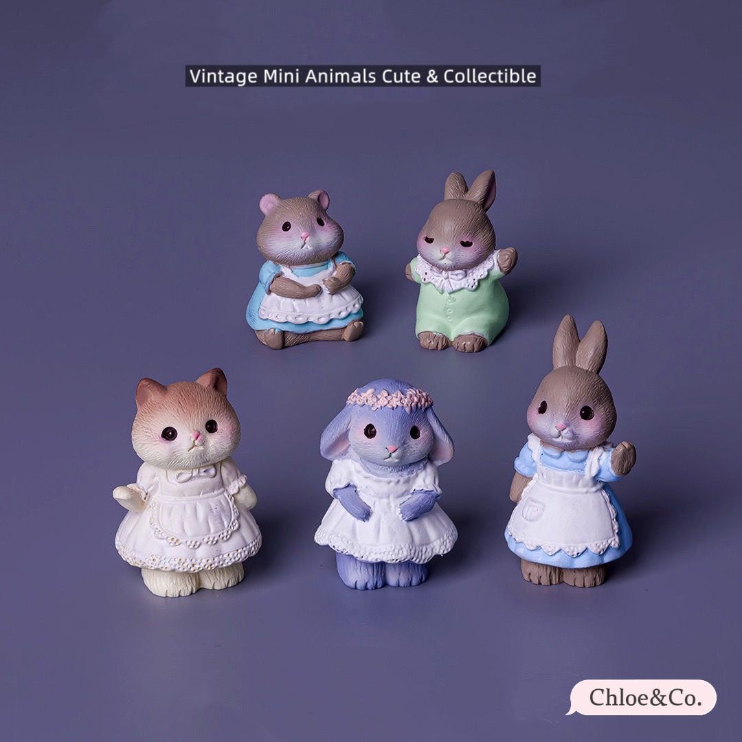 Vintage Mini Animal Figures – Cute Collectible Decor for Kids