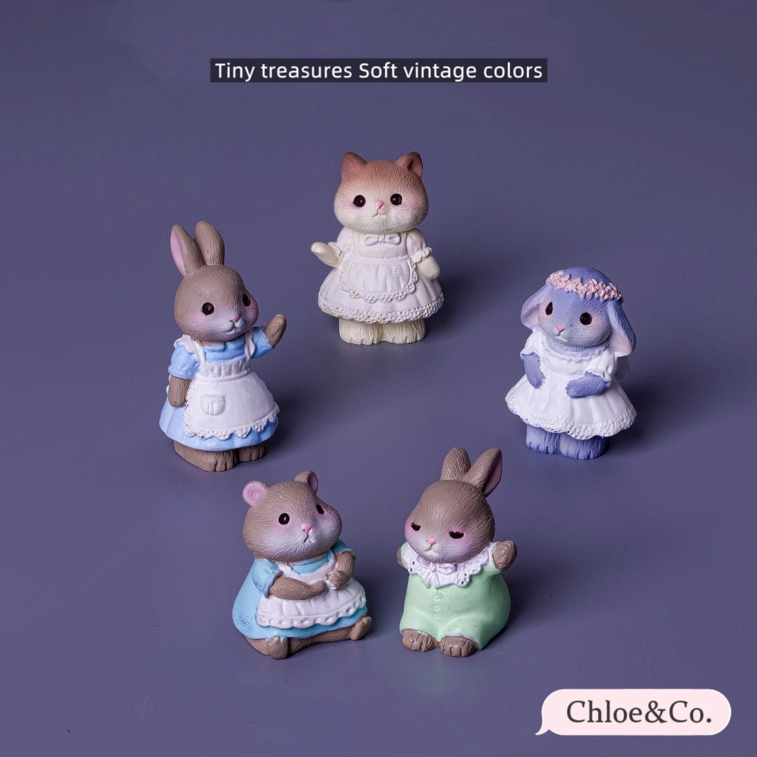 Vintage Mini Animal Figures – Cute Collectible Decor for Kids