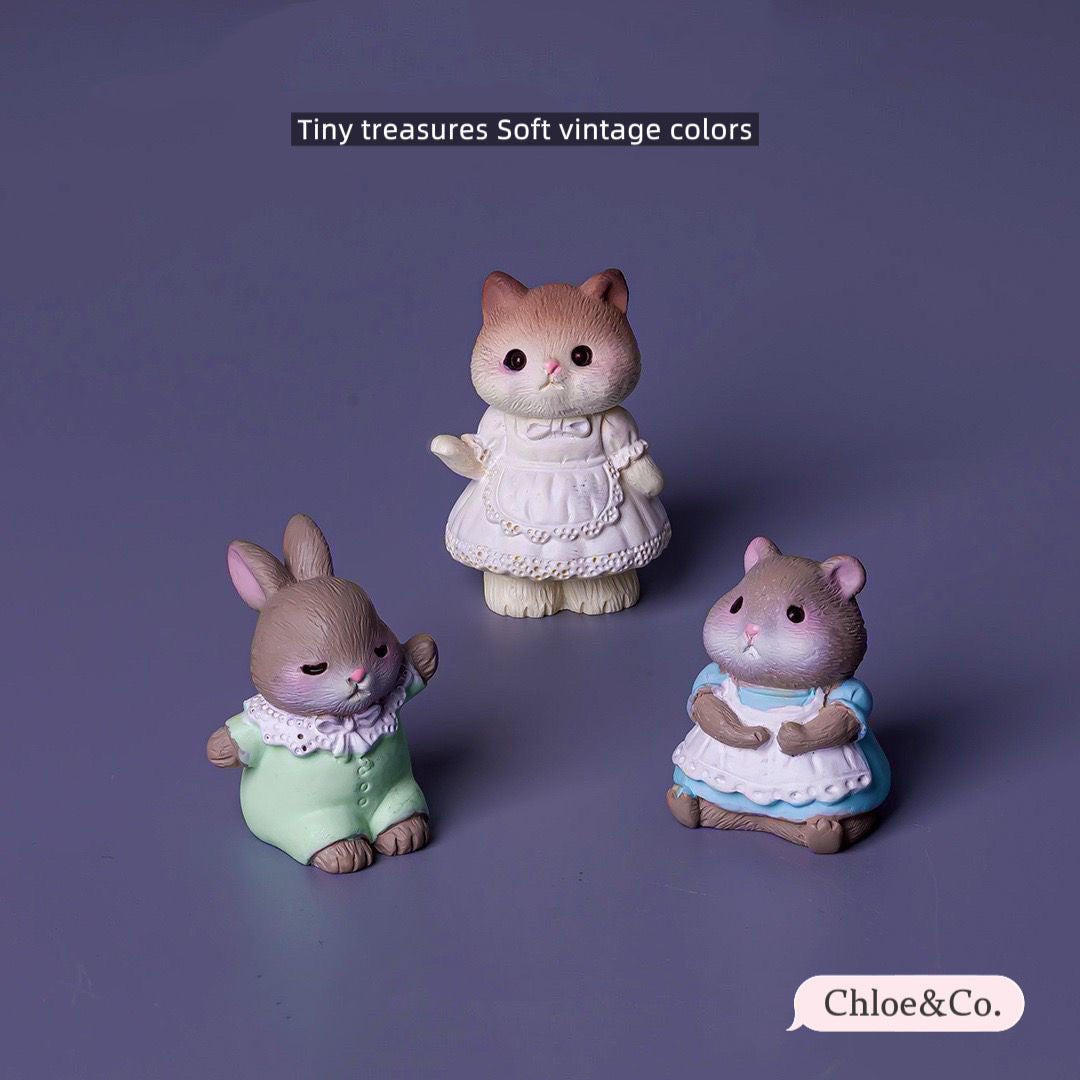 Vintage Mini Animal Figures – Cute Collectible Decor for Kids
