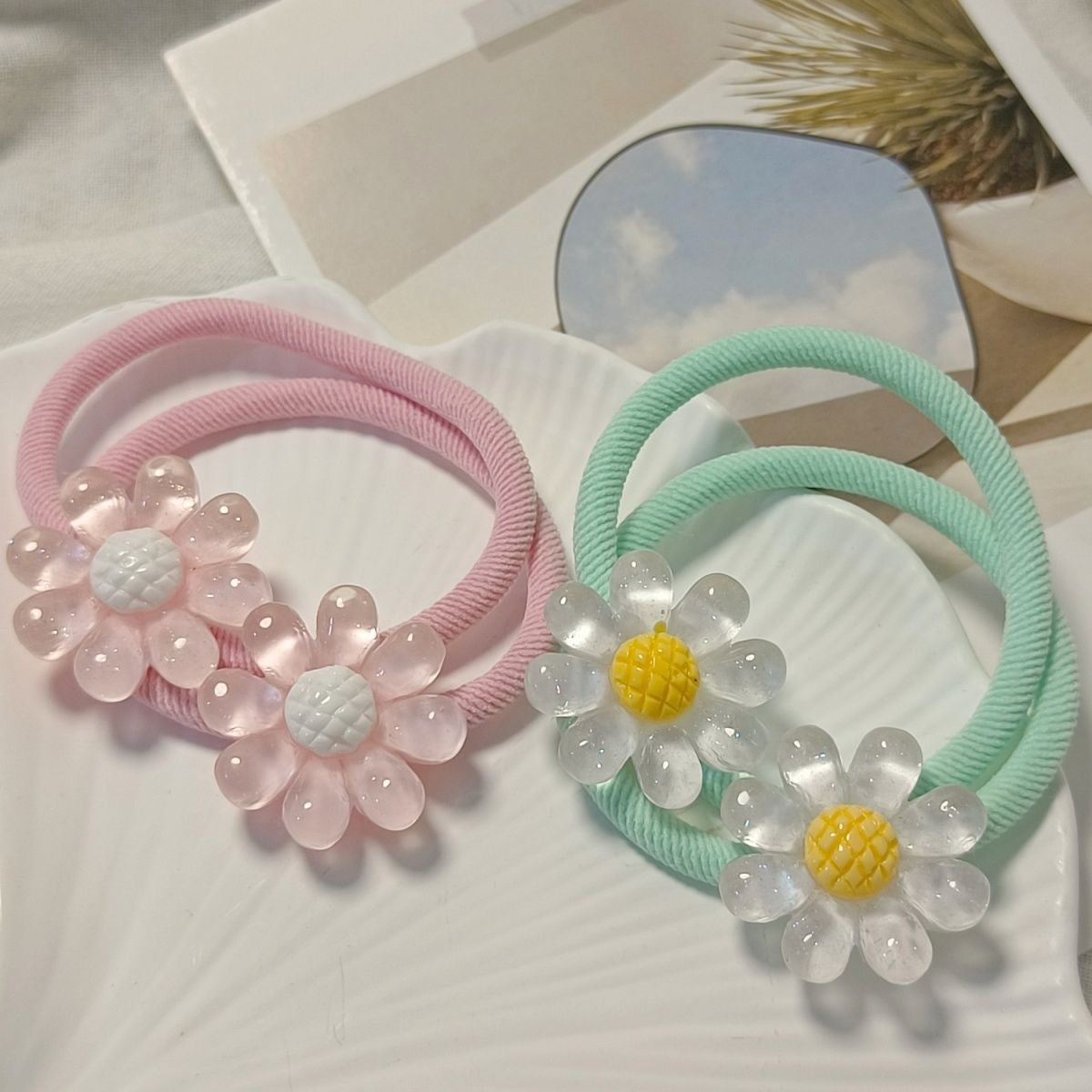 Acrylic Hair Ties for Kids – Cute Snap Hair Clips, Non-Slip Ponytail Holders for Little Girls
