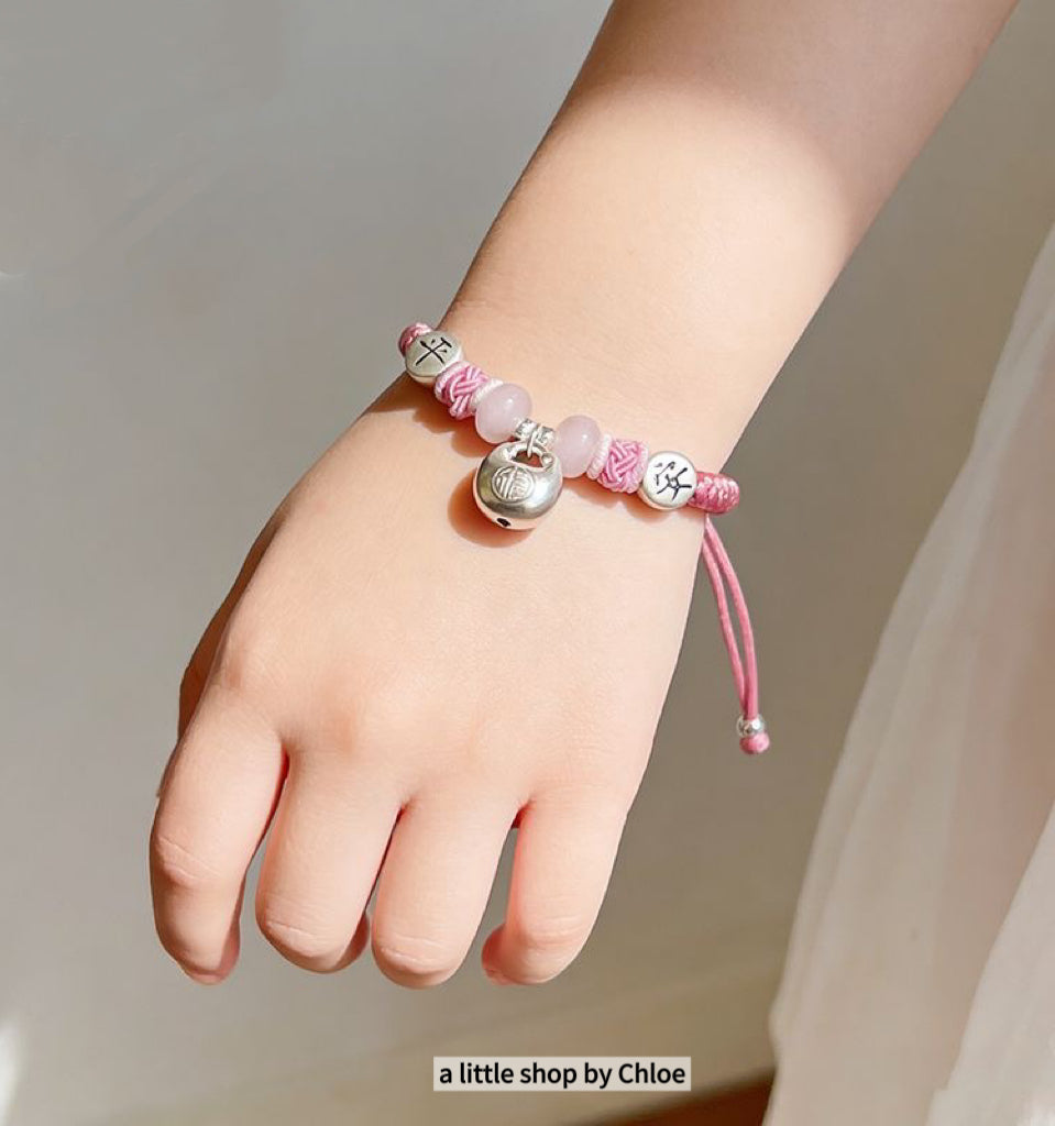 999 Silver Bracelet for Girls – Sterling Silver Beaded Stretch Bracelet, Adjustable Kids Jewelry