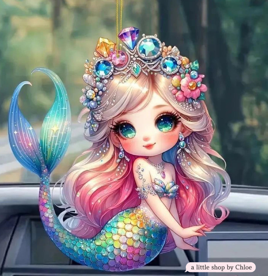 Mermaid Princess Acrylic Keychain – Sparkly Car Charm, Backpack Pendant & Kids Purse Accessory (Retail & Wholesale)