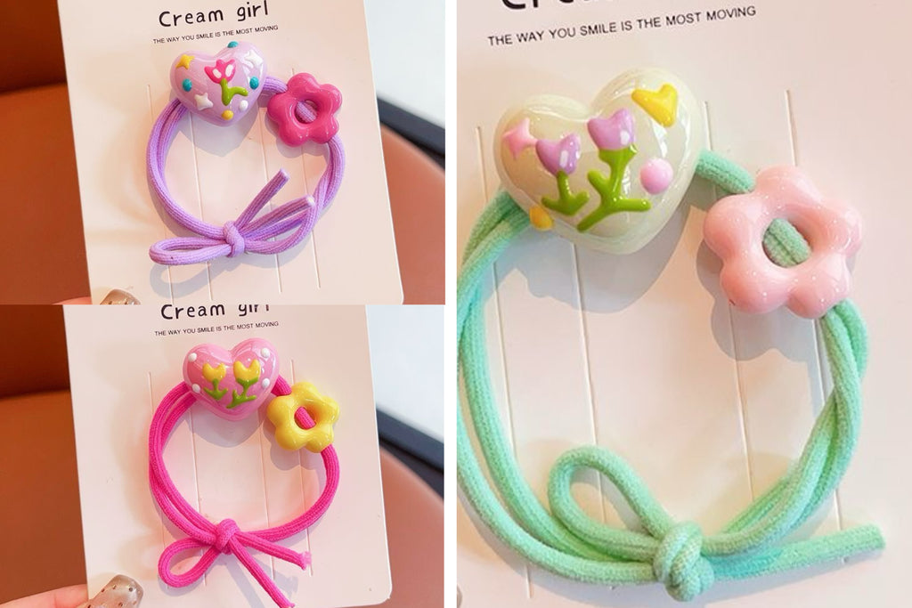 Elastic Hair Ties for Girls – Soft Ponytail Holders, No Damage Hair Rings for Kids, Cute Elastic Bands for Fine Hair, 3/6/12 Pcs