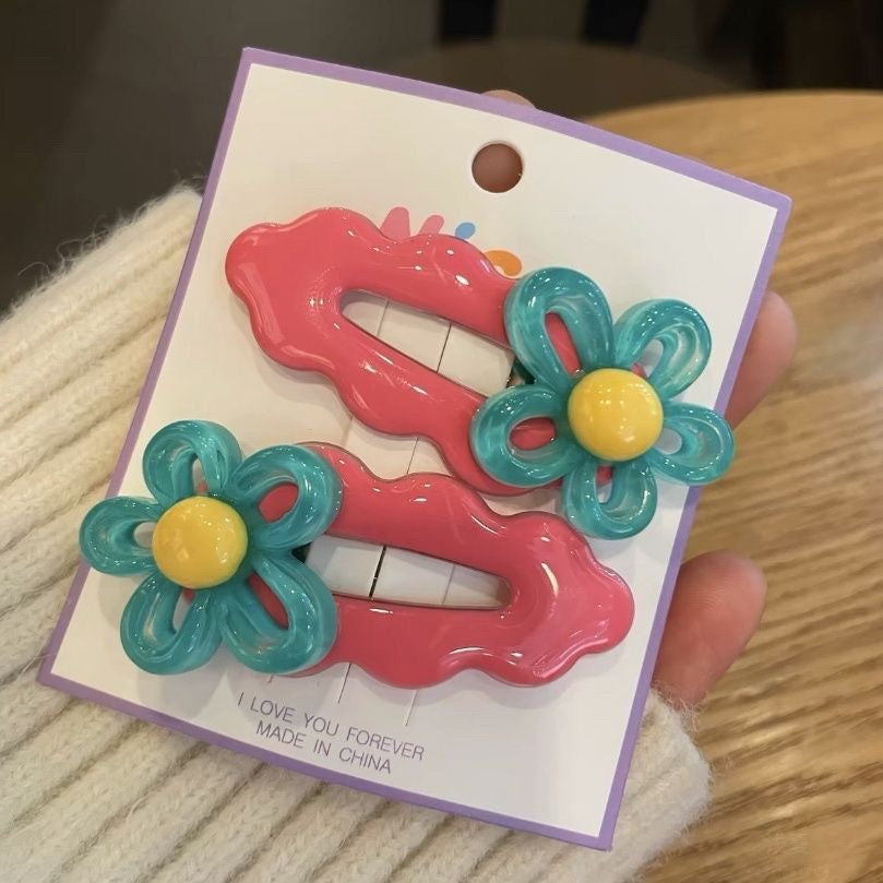 Jelly Flower Hair Clips for Girls – Cute Crystal Barrettes for Fine Hair, Non-Slip Alloy Claw Clips for Kids Ponytail, Birthday Gift