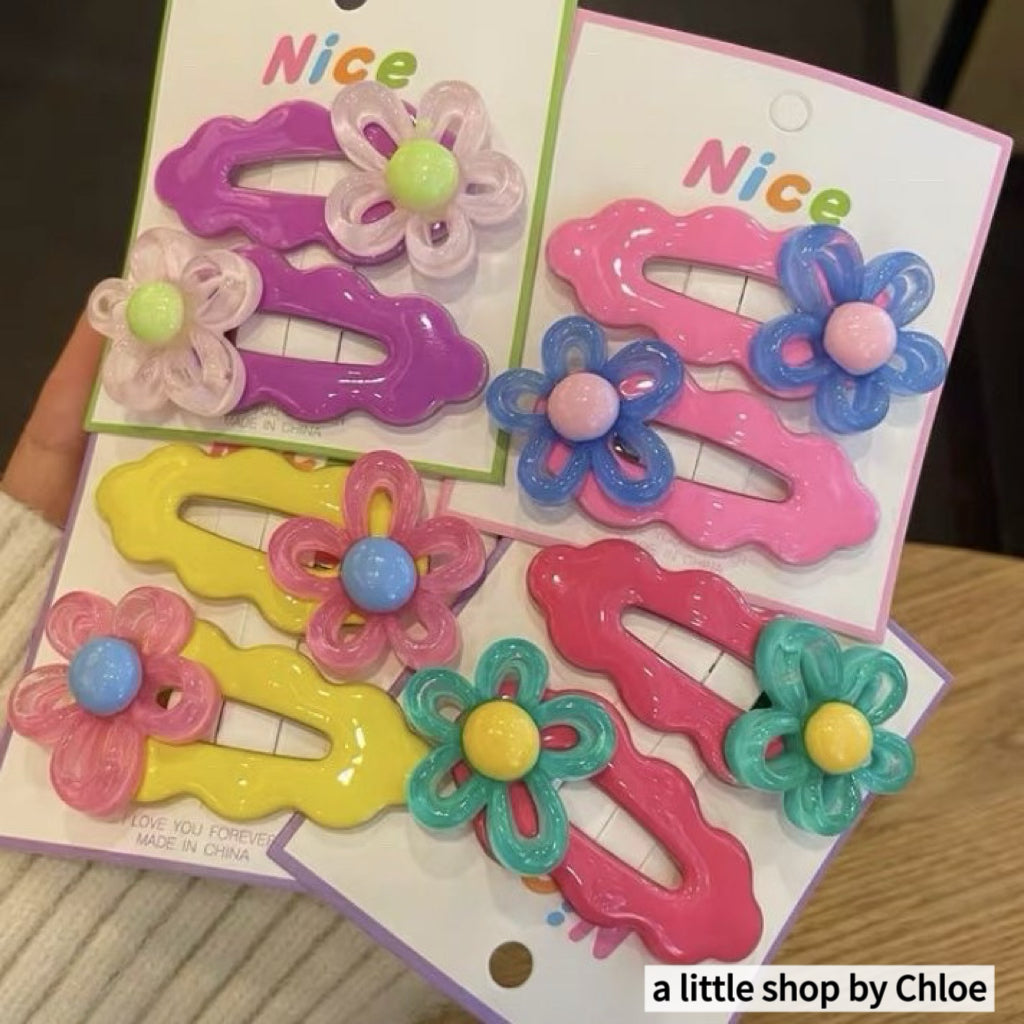 Jelly Flower Hair Clips for Girls – Cute Crystal Barrettes for Fine Hair, Non-Slip Alloy Claw Clips for Kids Ponytail, Birthday Gift
