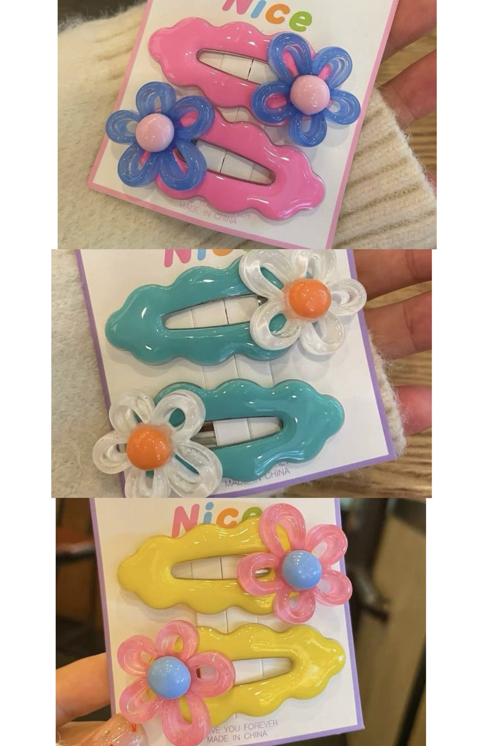 Jelly Flower Hair Clips for Girls – Cute Crystal Barrettes for Fine Hair, Non-Slip Alloy Claw Clips for Kids Ponytail, Birthday Gift